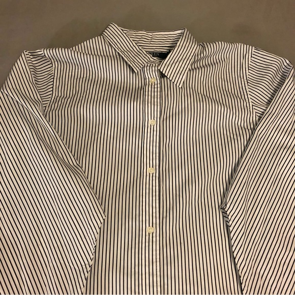 Lauren Ralph Lauren Button Down Bell Sleeve Striped Shirt Size Large - Picture 2 of 8
